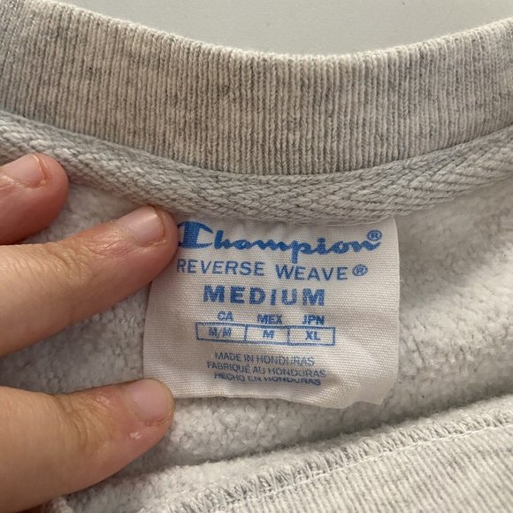 Champion Reverse Weave Pullover Sweatshirt Womens M Gray Spellout Long Sleeve - Picture 5 of 10